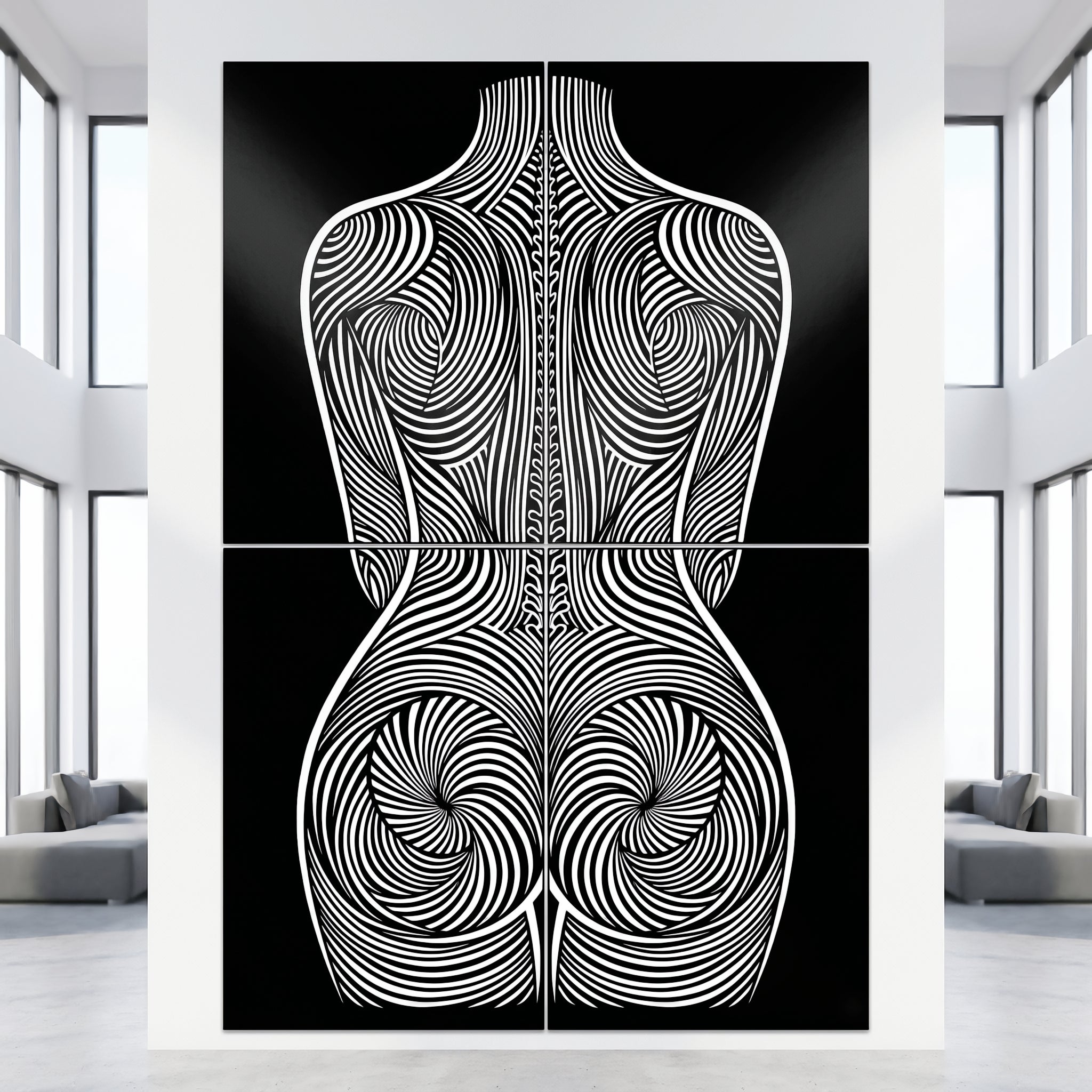 STELA | Striped Minimalist Female Op Art | Multi-Print Luxury Wall Art