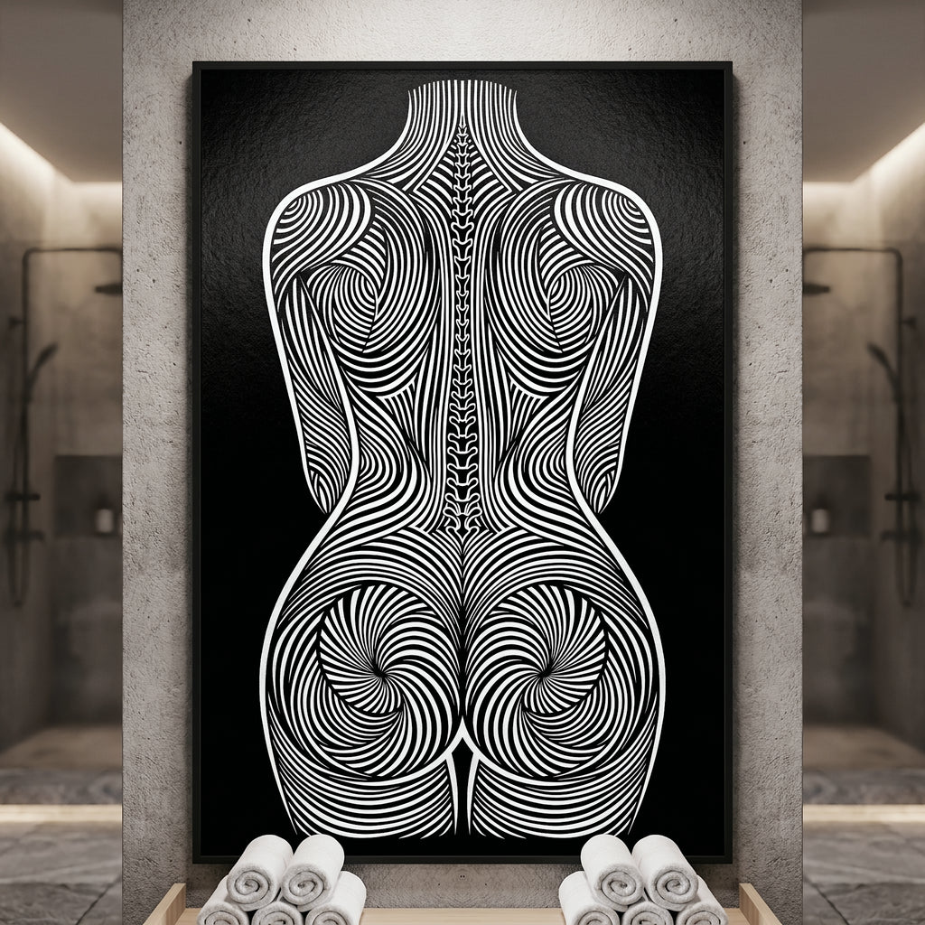 STELA | Striped Minimalist Female Figure Wall Art | Luxury Decor Op Art Print