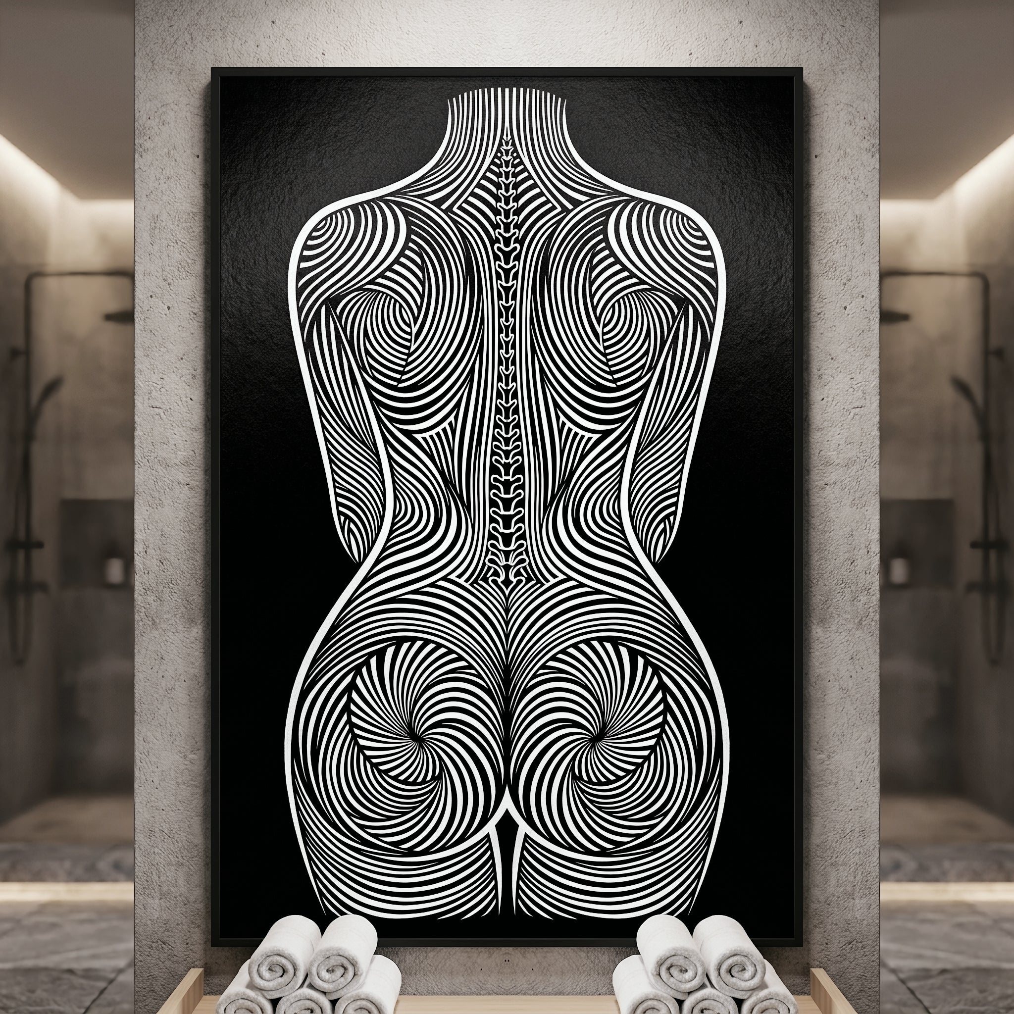 STELA | Striped Minimalist Female Figure Wall Art | Luxury Decor Op Art Print