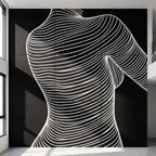 SUAVE | Abstract Striped Female Figure Op Art | Luxury Multi-Print Wall Art | 1-Of-1