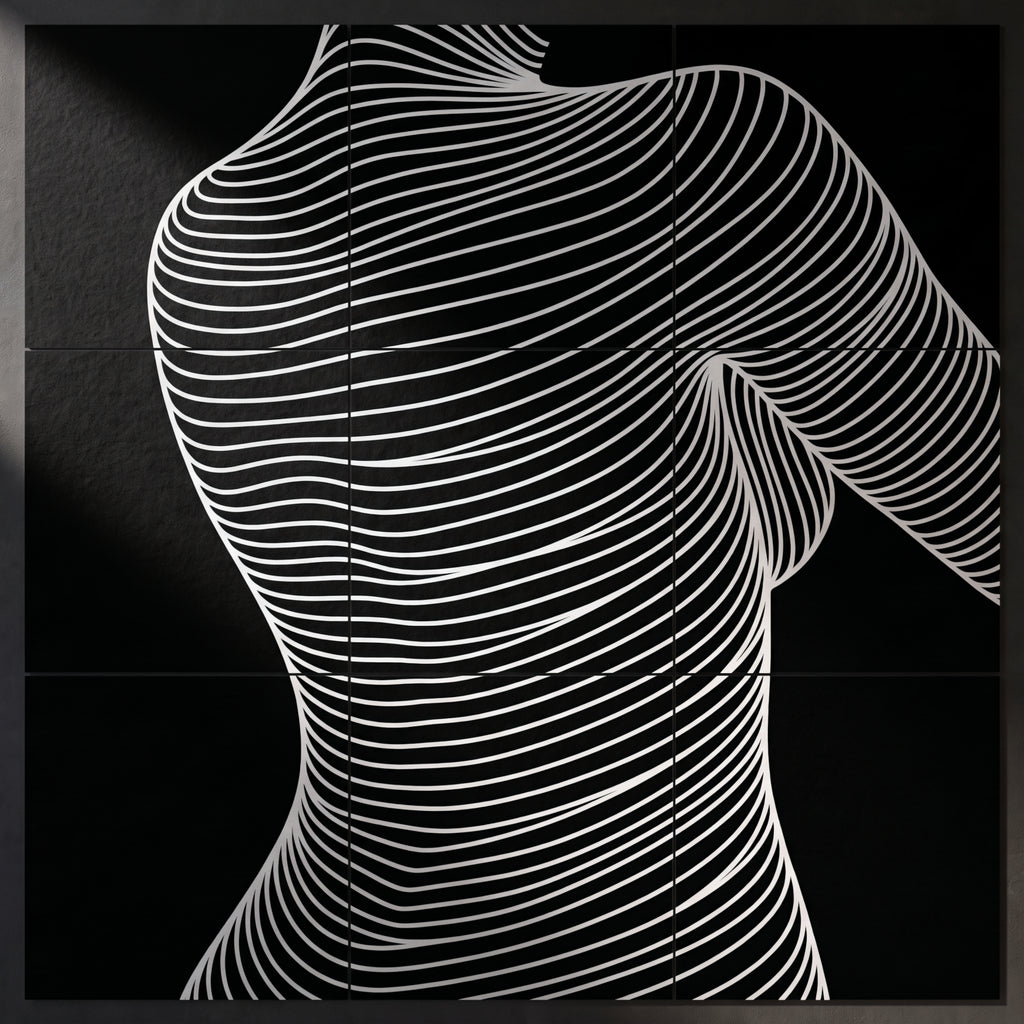 SUAVE | Abstract Striped Female Figure Op Art | Luxury Multi-Print Wall Art | 1-Of-1