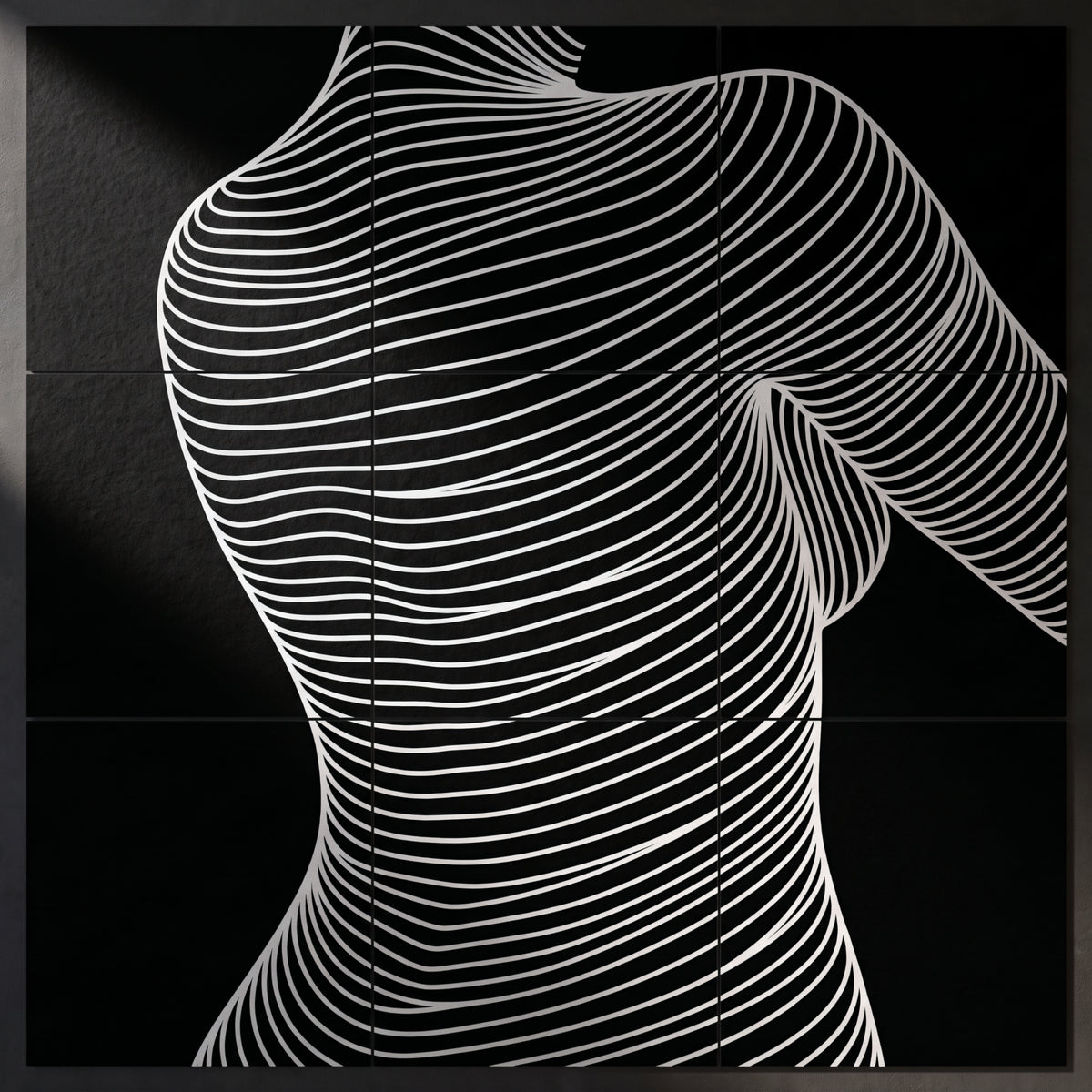 SUAVE | Abstract Striped Female Figure Op Art | Luxury Multi-Print Wall Art | 1-Of-1