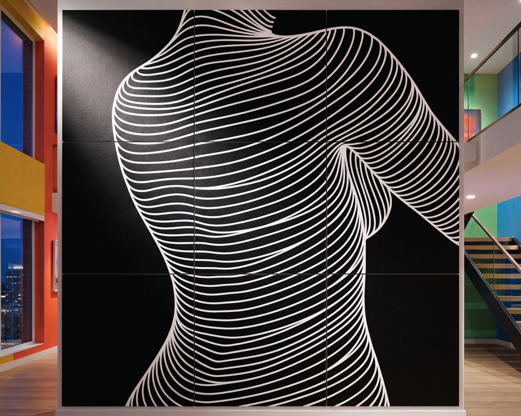 SUAVE | Abstract Striped Female Figure Op Art | Luxury Multi-Print Wall Art | 1-Of-1