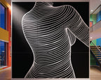 SUAVE | Abstract Striped Female Figure Op Art | Luxury Multi-Print Wall Art | 1-Of-1