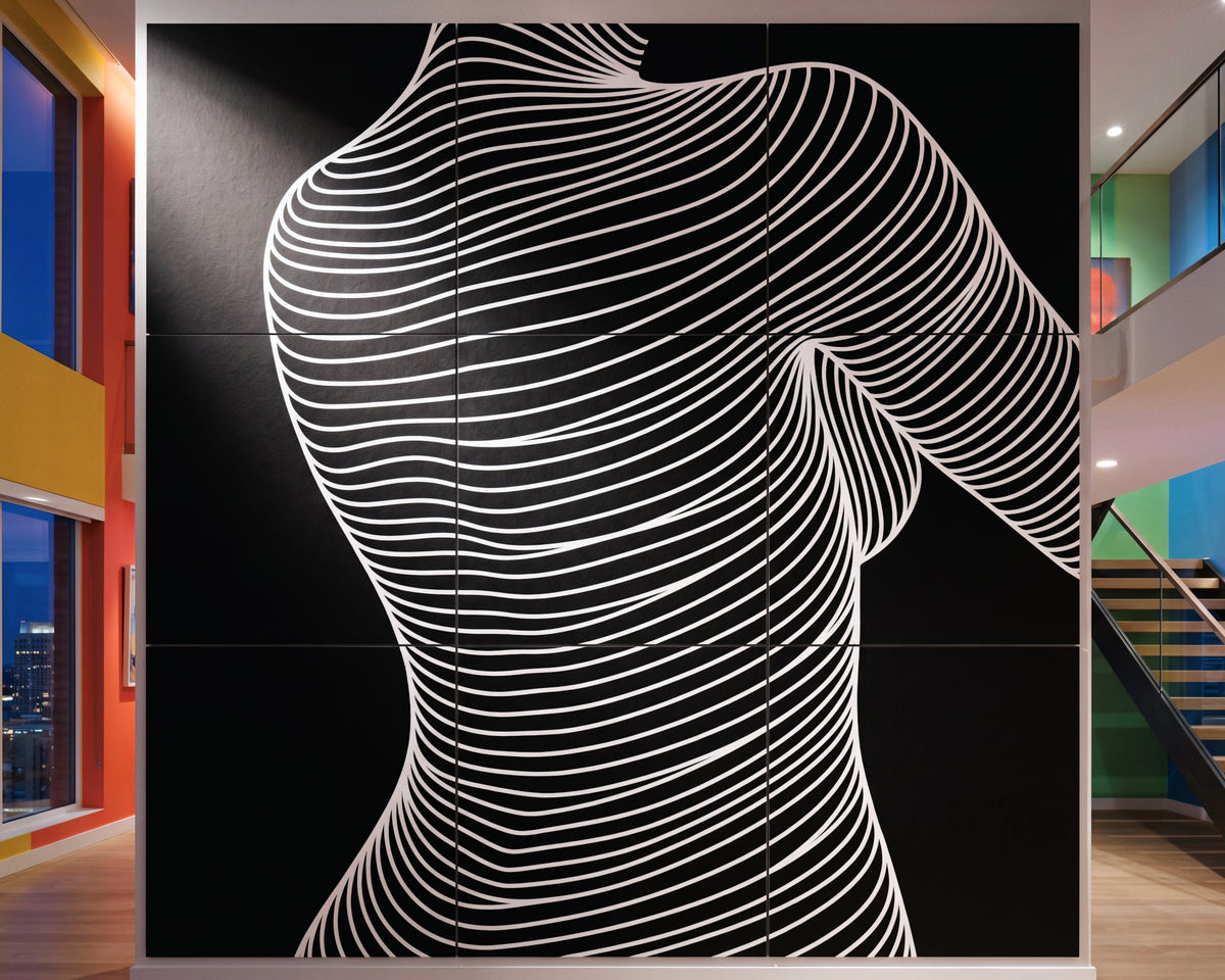 SUAVE | Abstract Striped Female Figure Op Art | Luxury Multi-Print Wall Art | 1-Of-1