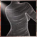 SUAVE | Abstract Striped Female Figure Op Art | Luxury Multi-Print Wall Art | 1-Of-1