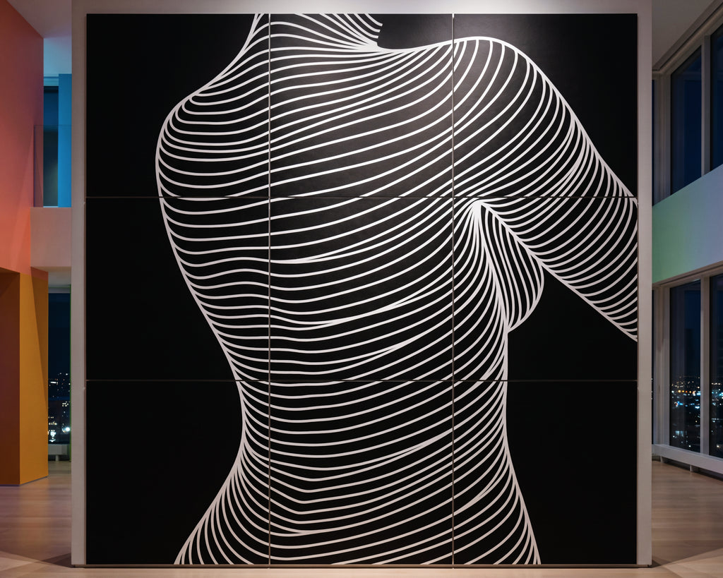 SUAVE | Abstract Striped Female Figure Op Art | Luxury Multi-Print Wall Art | 1-Of-1