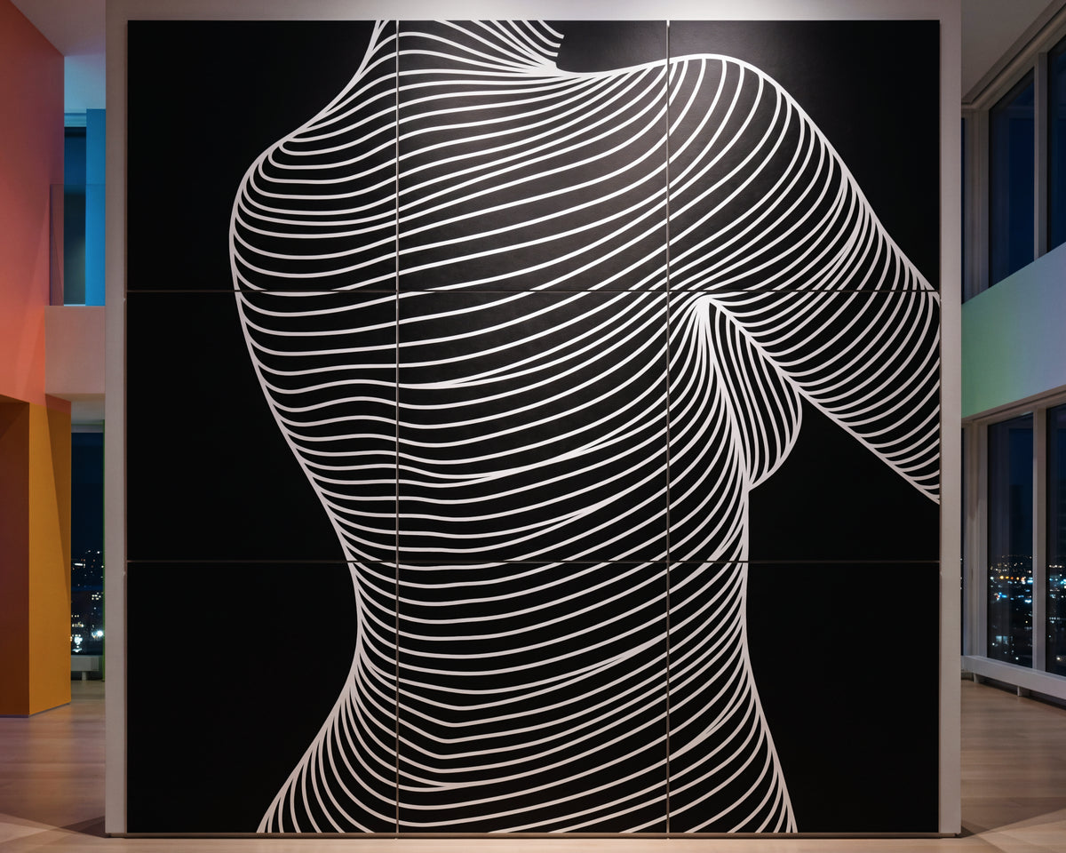 SUAVE | Abstract Striped Female Figure Op Art | Luxury Multi-Print Wall Art | 1-Of-1