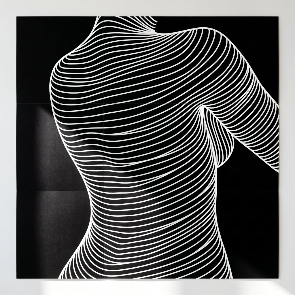 SUAVE | Abstract Striped Female Figure Op Art | Luxury Multi-Print Wall Art | 1-Of-1