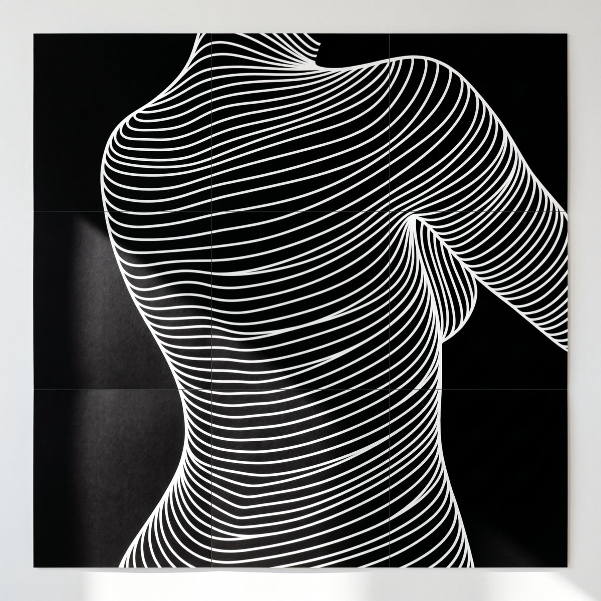 SUAVE | Abstract Striped Female Figure Op Art | Luxury Multi-Print Wall Art | 1-Of-1