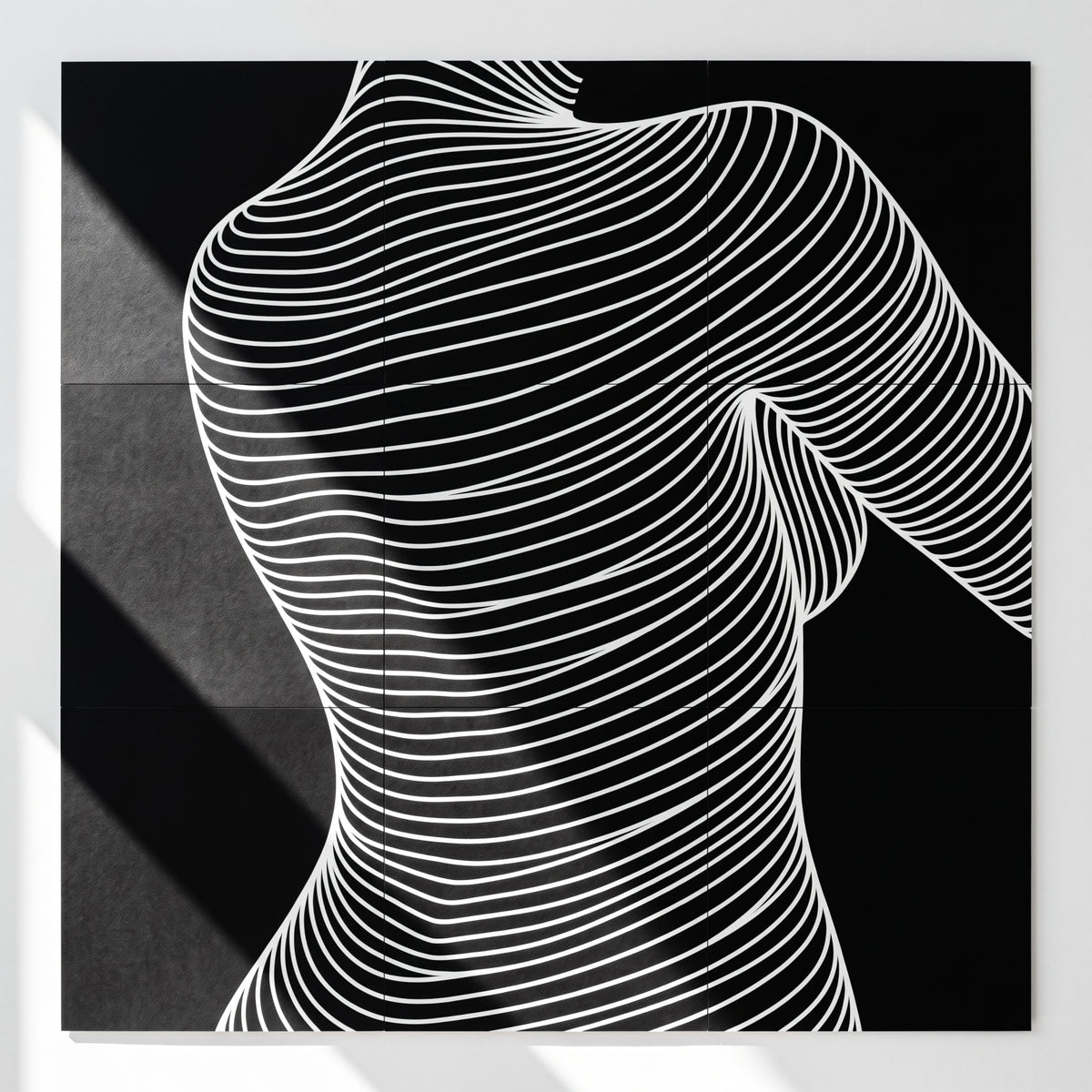 SUAVE | Abstract Striped Female Figure Op Art | Luxury Multi-Print Wall Art | 1-Of-1