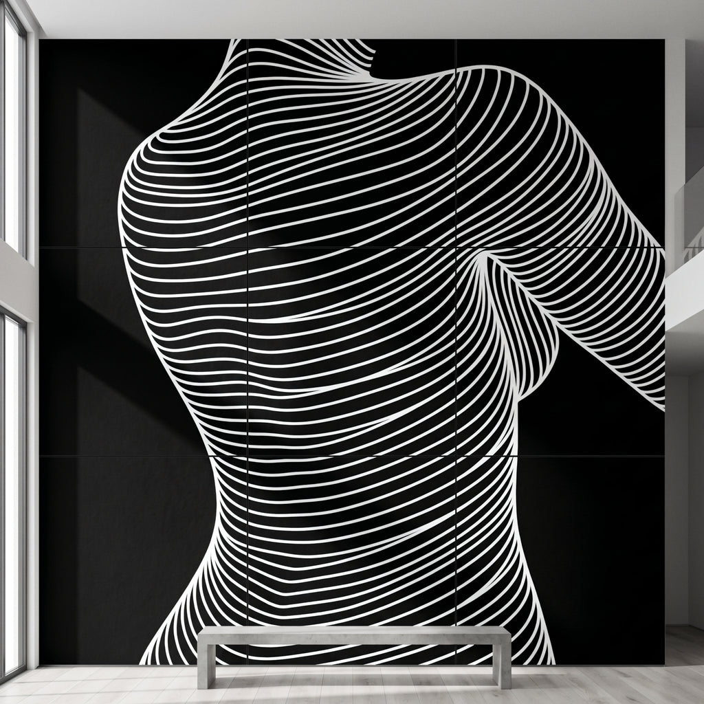 SUAVE | Abstract Striped Female Figure Op Art | Luxury Multi-Print Wall Art | 1-Of-1