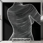 SUAVE | Abstract Striped Female Figure Op Art | Luxury Multi-Print Wall Art | 1-Of-1