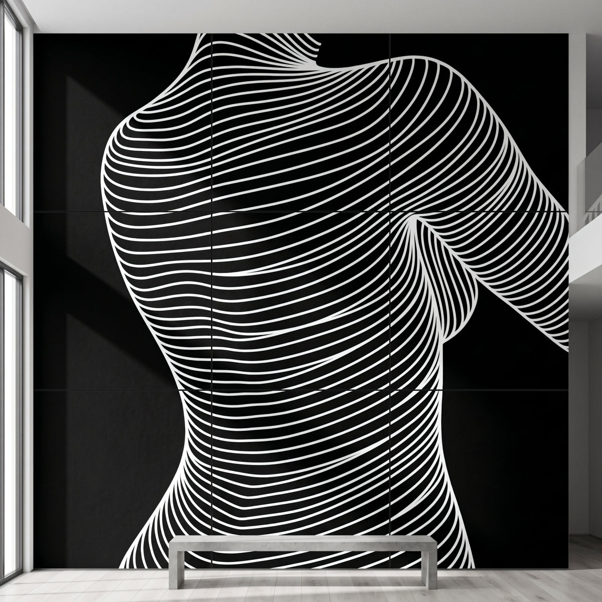 SUAVE | Abstract Striped Female Figure Op Art | Luxury Multi-Print Wall Art | 1-Of-1