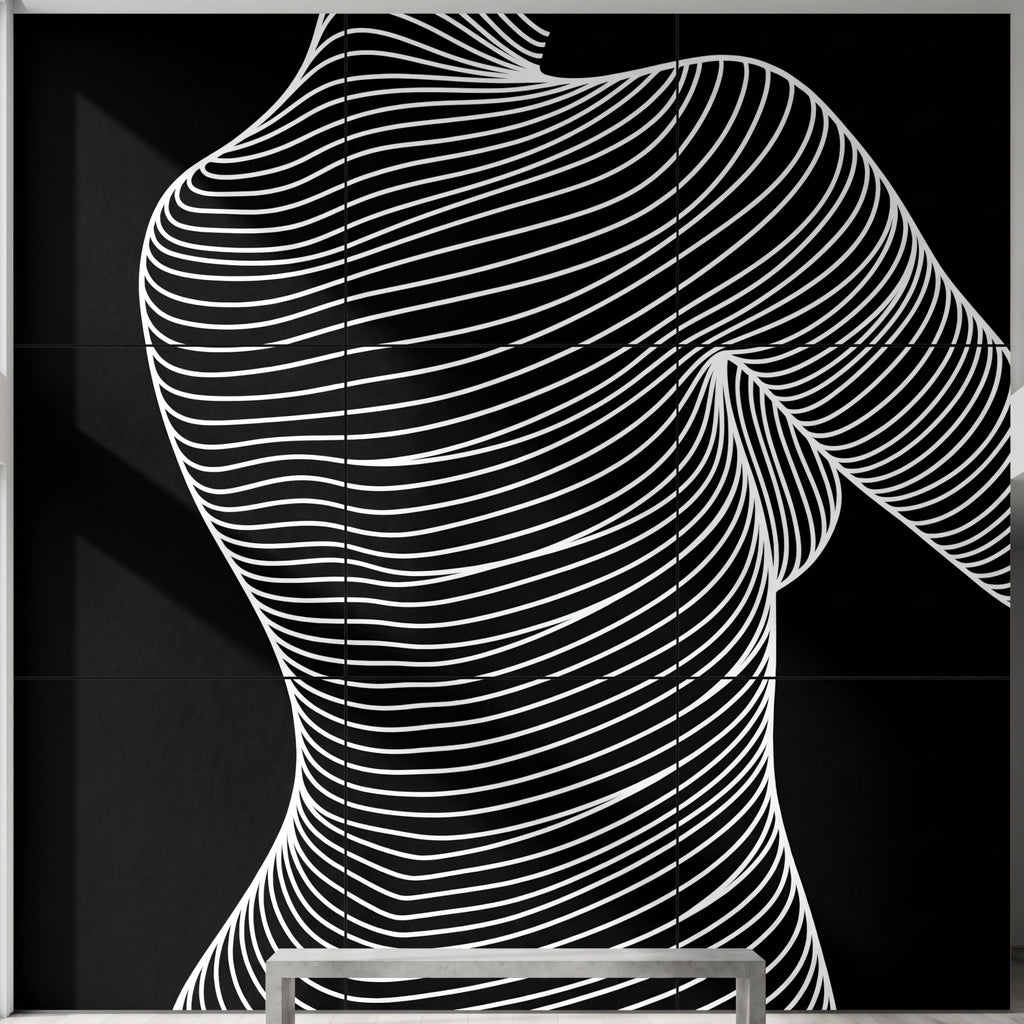 SUAVE | Abstract Striped Female Figure Op Art | Luxury Multi-Print Wall Art | 1-Of-1