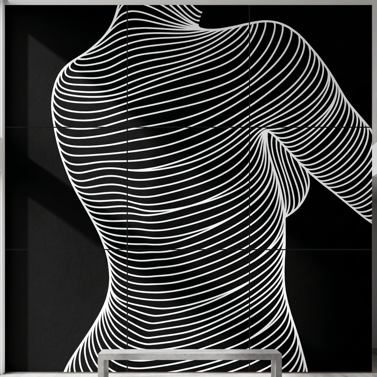 SUAVE | Abstract Striped Female Figure Op Art | Luxury Multi-Print Wall Art | 1-Of-1
