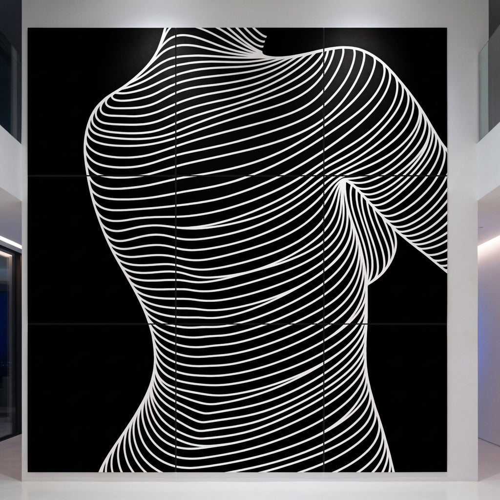 SUAVE | Abstract Striped Female Figure Op Art | Luxury Multi-Print Wall Art | 1-Of-1