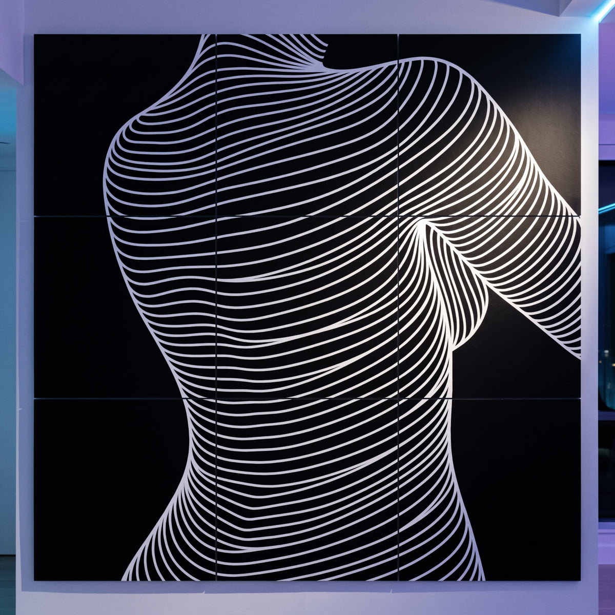 SUAVE | Abstract Striped Female Figure Op Art | Luxury Multi-Print Wall Art | 1-Of-1