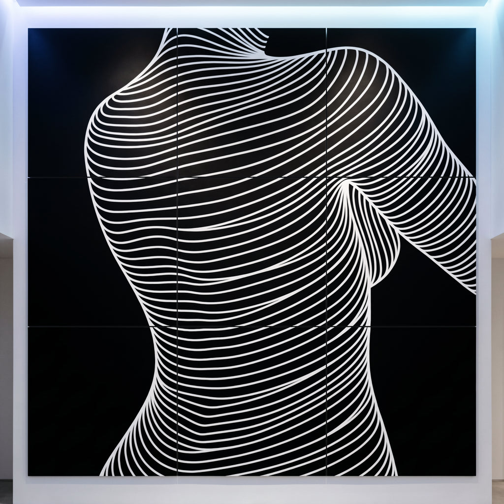 SUAVE | Abstract Striped Female Figure Op Art | Luxury Multi-Print Wall Art | 1-Of-1