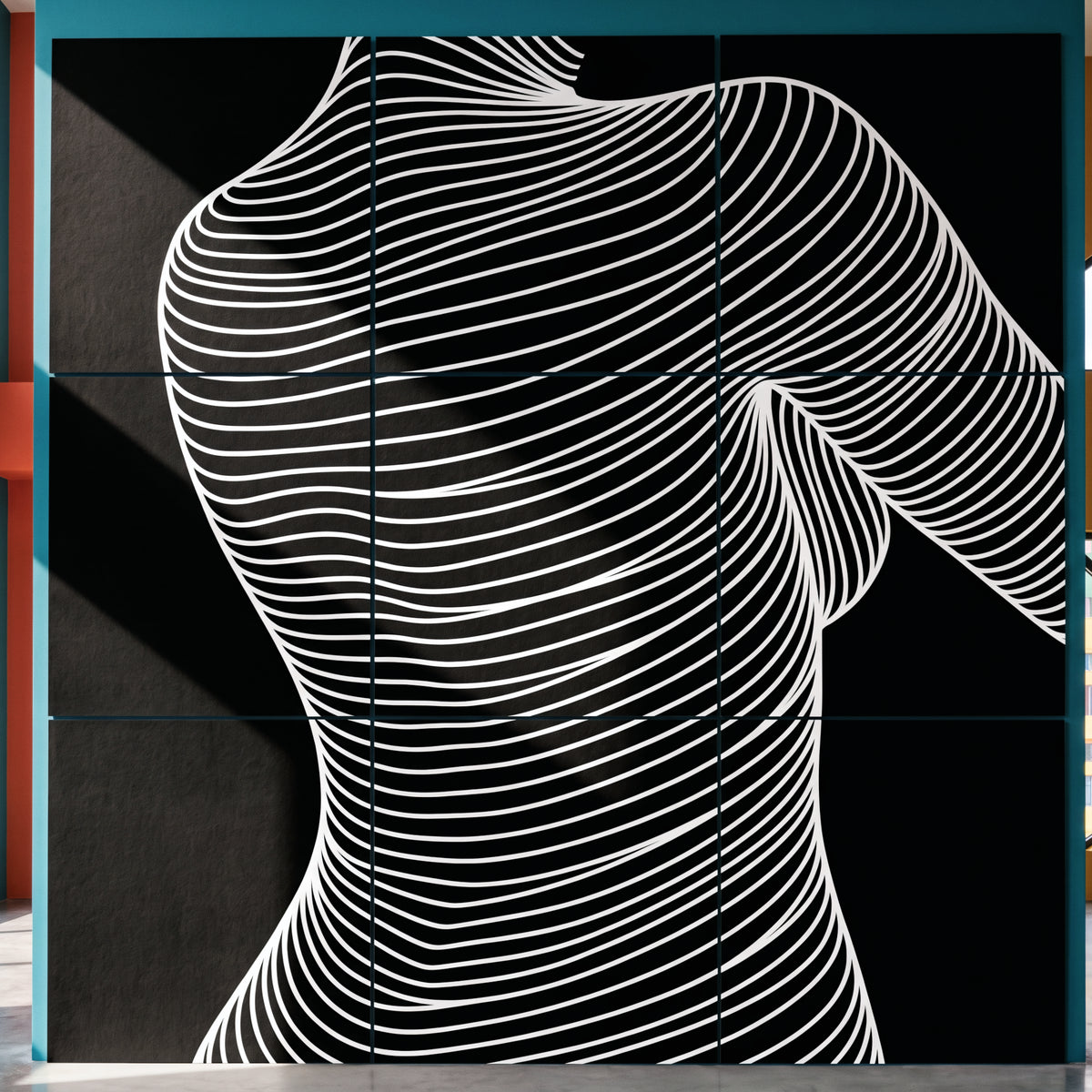SUAVE | Abstract Striped Female Figure Op Art | Luxury Multi-Print Wall Art | 1-Of-1