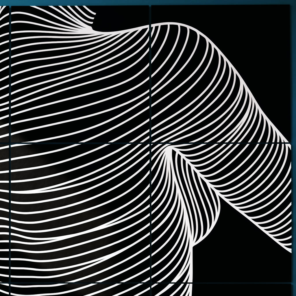 SUAVE | Abstract Striped Female Figure Op Art | Luxury Multi-Print Wall Art | 1-Of-1