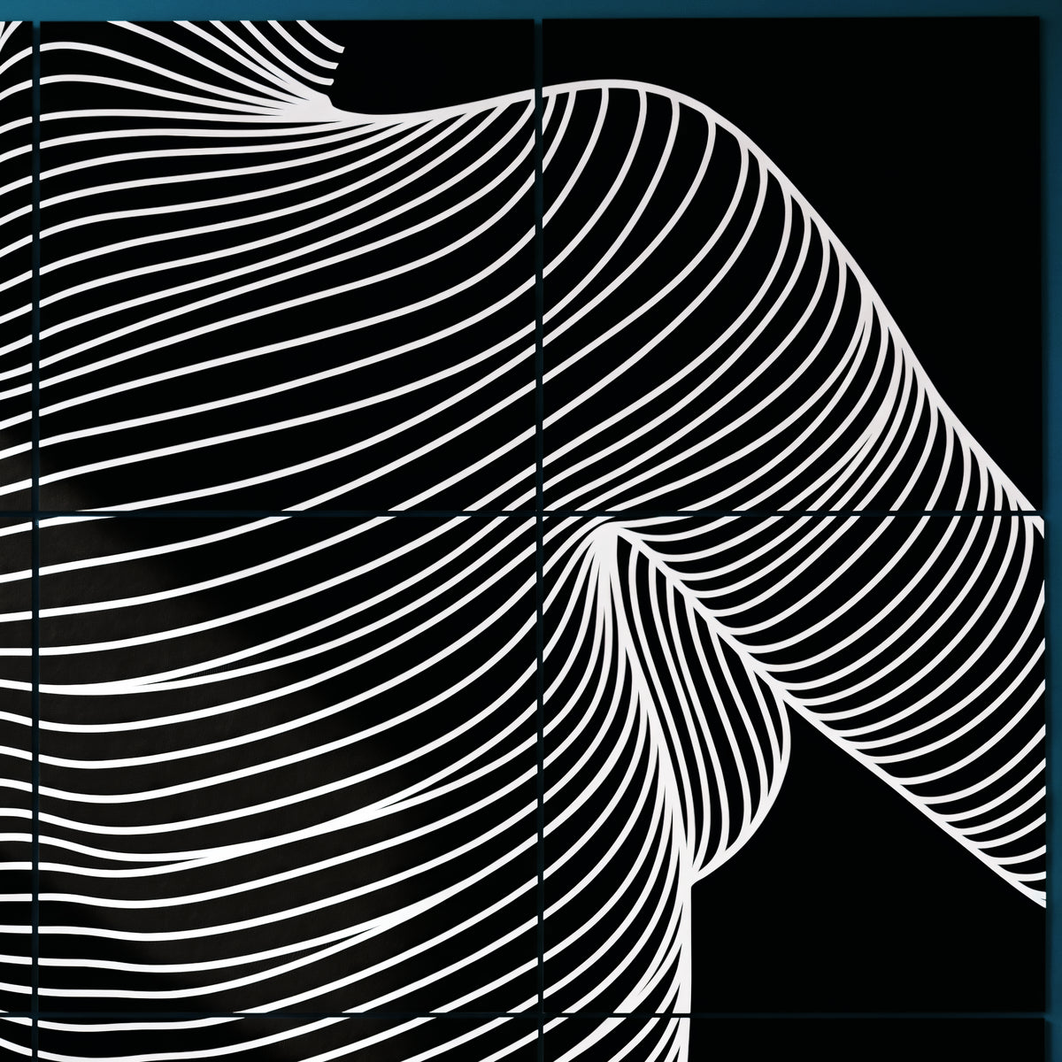 SUAVE | Abstract Striped Female Figure Op Art | Luxury Multi-Print Wall Art | 1-Of-1
