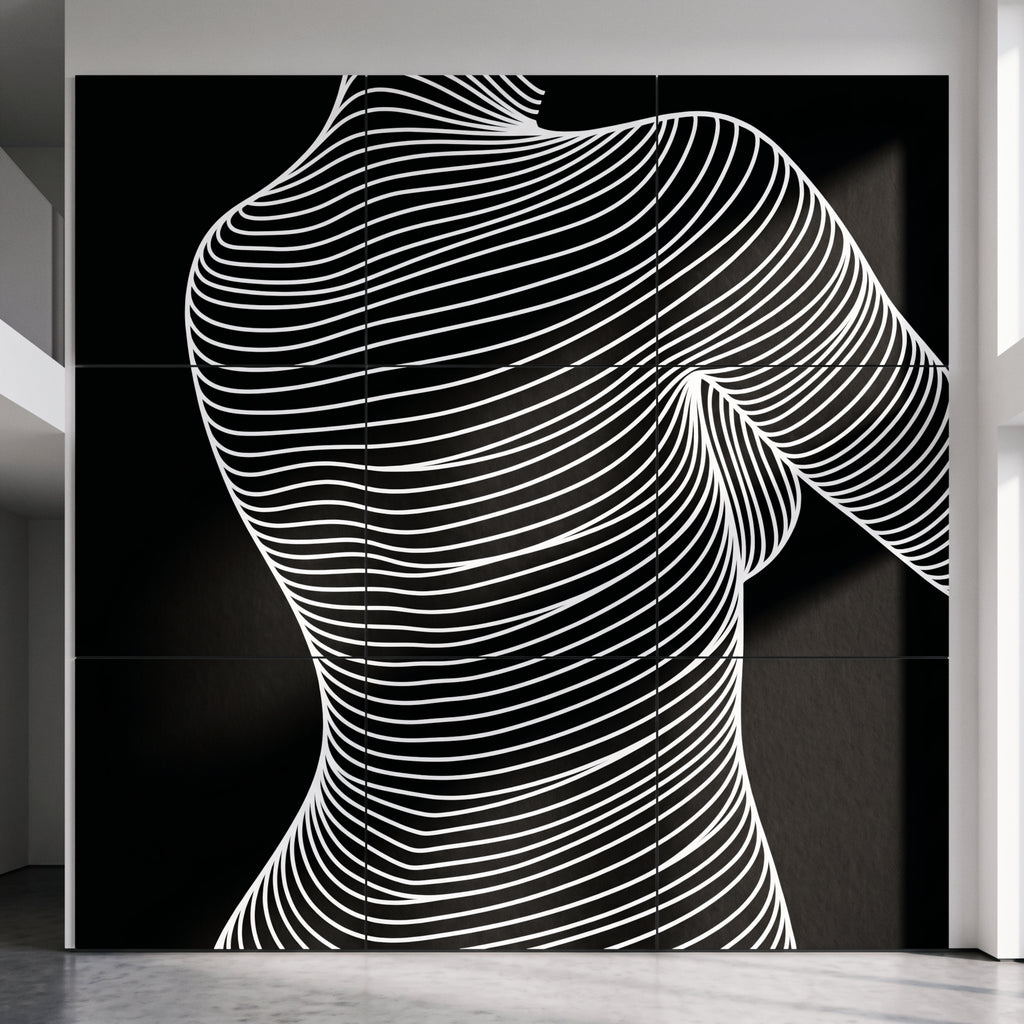 SUAVE | Abstract Striped Female Figure Op Art | Luxury Multi-Print Wall Art | 1-Of-1