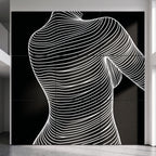 SUAVE | Abstract Striped Female Figure Op Art | Luxury Multi-Print Wall Art | 1-Of-1