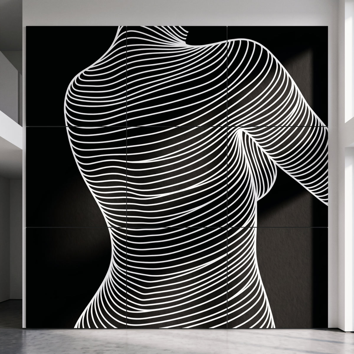 SUAVE | Abstract Striped Female Figure Op Art | Luxury Multi-Print Wall Art | 1-Of-1