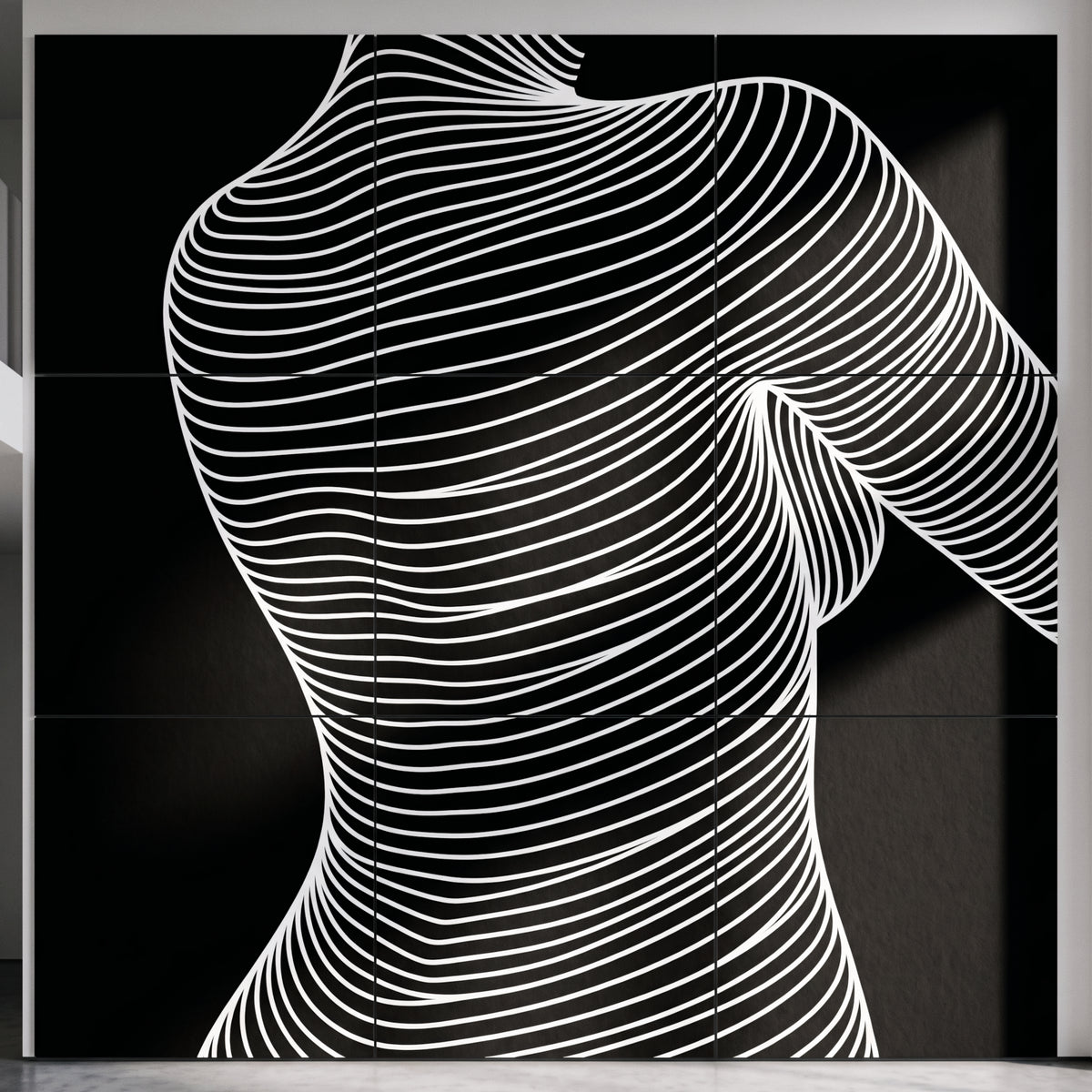 SUAVE | Abstract Striped Female Figure Op Art | Luxury Multi-Print Wall Art | 1-Of-1