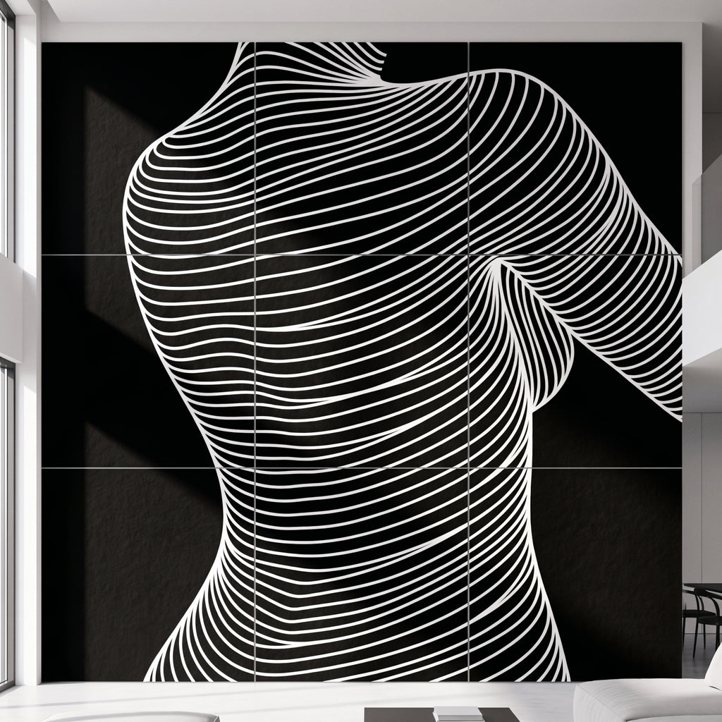 SUAVE | Abstract Striped Female Figure Op Art | Luxury Multi-Print Wall Art | 1-Of-1