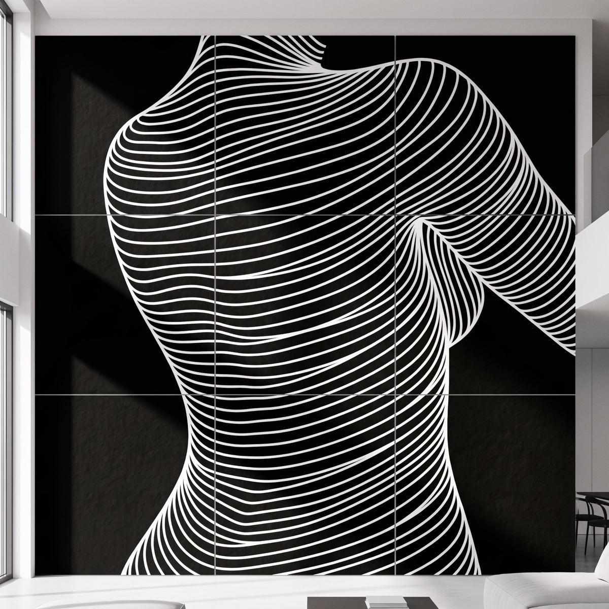 SUAVE | Abstract Striped Female Figure Op Art | Luxury Multi-Print Wall Art | 1-Of-1