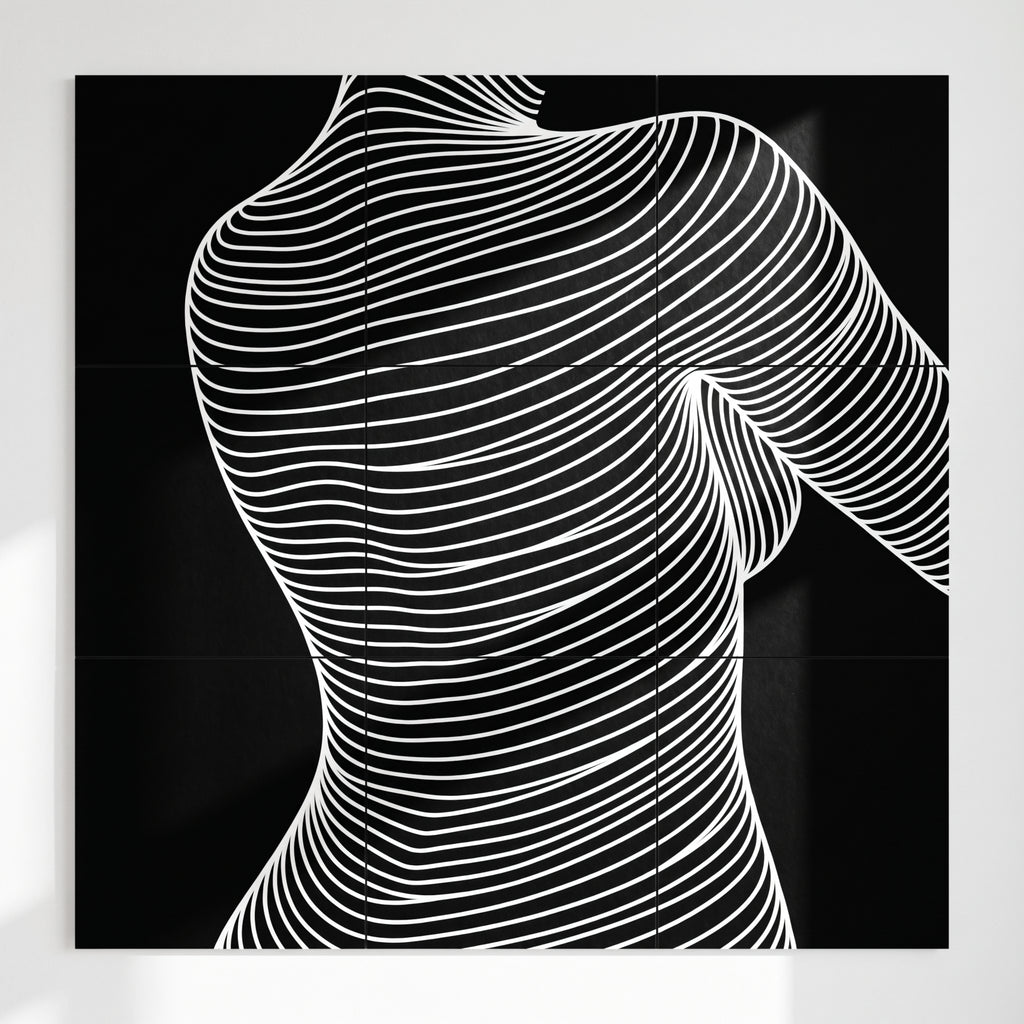 SUAVE | Abstract Striped Female Figure Op Art | Luxury Multi-Print Wall Art | 1-Of-1