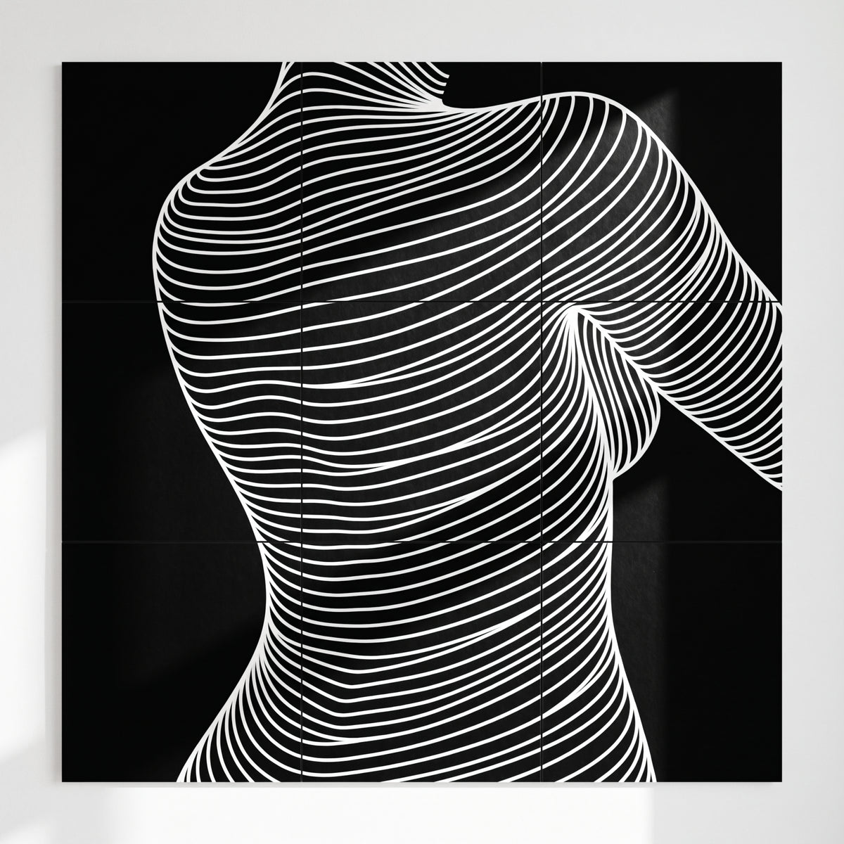 SUAVE | Abstract Striped Female Figure Op Art | Luxury Multi-Print Wall Art | 1-Of-1