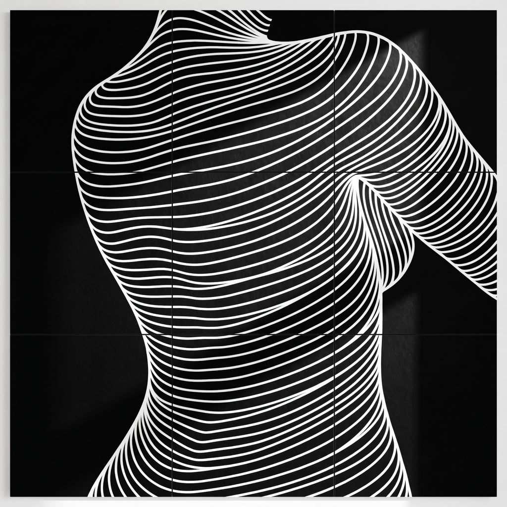SUAVE | Abstract Striped Female Figure Op Art | Luxury Multi-Print Wall Art | 1-Of-1