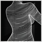 SUAVE | Abstract Striped Female Figure Op Art | Luxury Multi-Print Wall Art | 1-Of-1