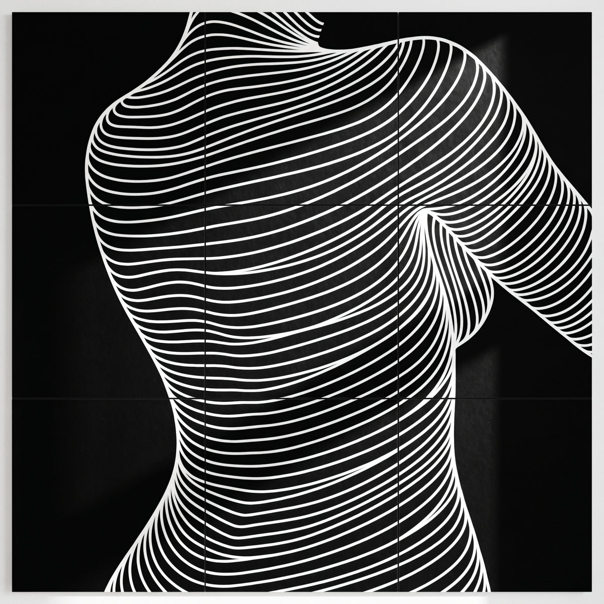 SUAVE | Abstract Striped Female Figure Op Art | Luxury Multi-Print Wall Art | 1-Of-1