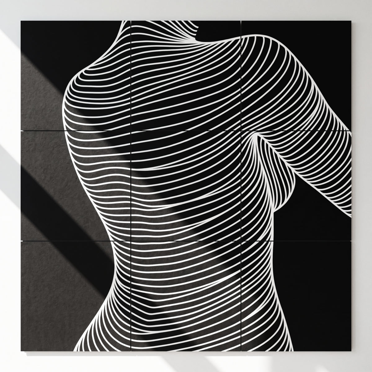 SUAVE | Abstract Striped Female Figure Op Art | Luxury Multi-Print Wall Art | 1-Of-1