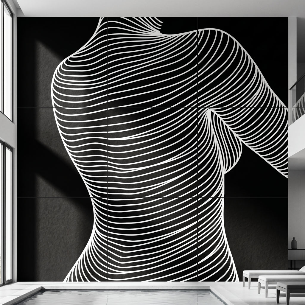 SUAVE | Abstract Striped Female Figure Op Art | Luxury Multi-Print Wall Art | 1-Of-1