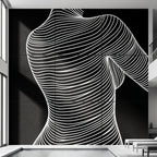 SUAVE | Abstract Striped Female Figure Op Art | Luxury Multi-Print Wall Art | 1-Of-1