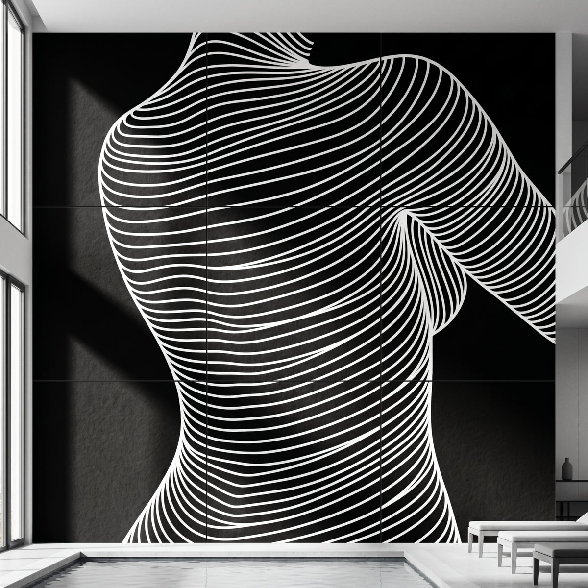 SUAVE | Abstract Striped Female Figure Op Art | Luxury Multi-Print Wall Art | 1-Of-1