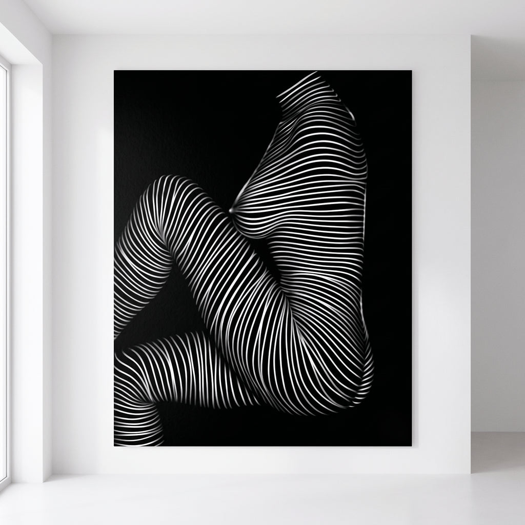 SUITE | Minimalist Seated Female Figure Op Art Print | B&W Abstract Luxury Wall Art