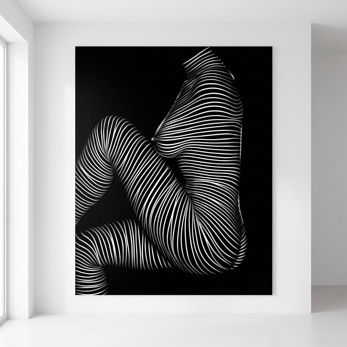 SUITE | Minimalist Seated Female Figure Op Art Print | B&W Abstract Luxury Wall Art