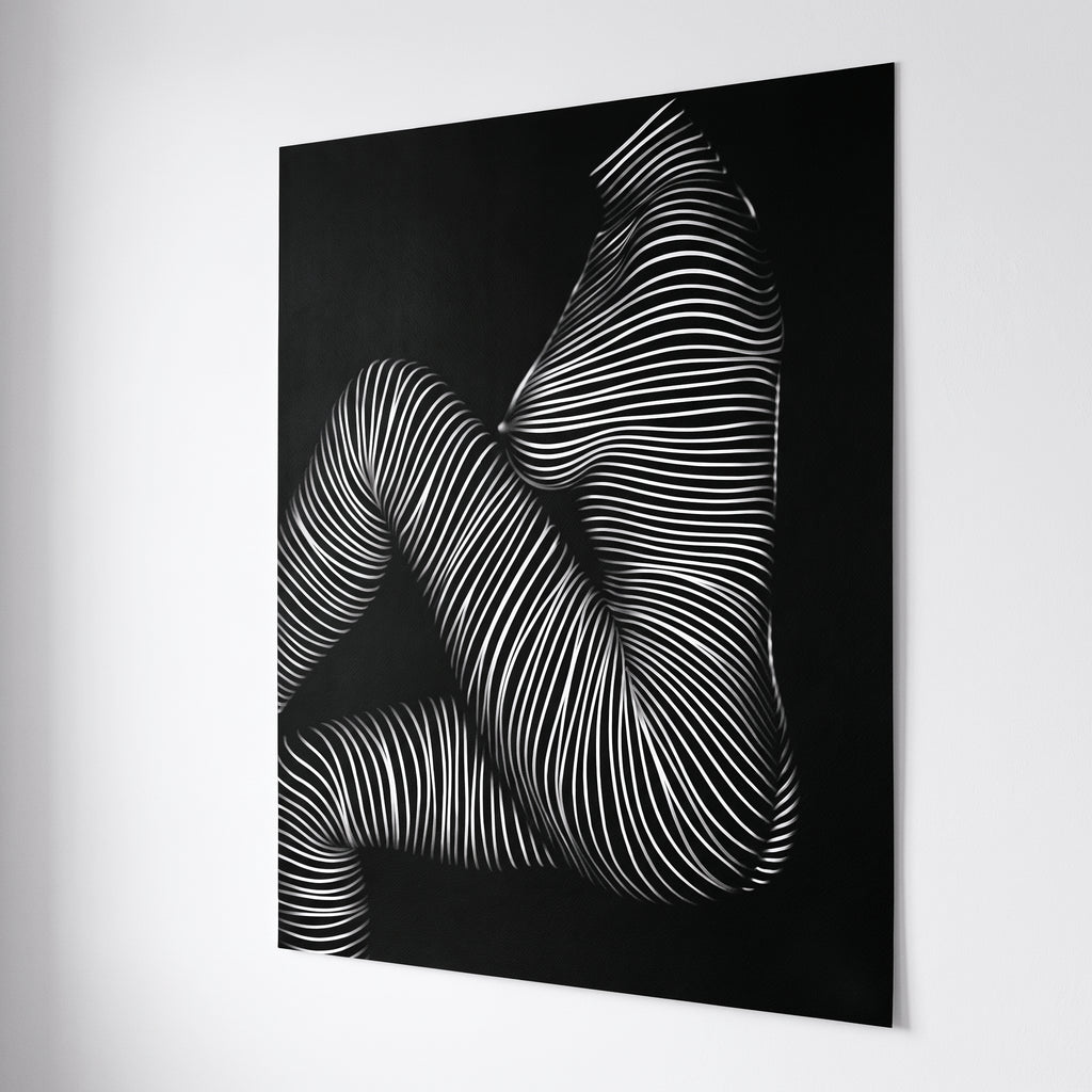 SUITE | Minimalist Seated Female Figure Op Art Print | B&W Abstract Luxury Wall Art