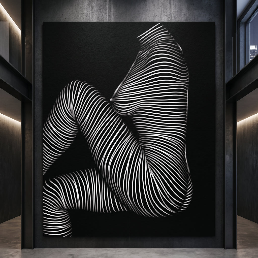 SUITE | Minimalist Seated Female Figure Op Art | Abstract Luxury Multi-Print Wall Art