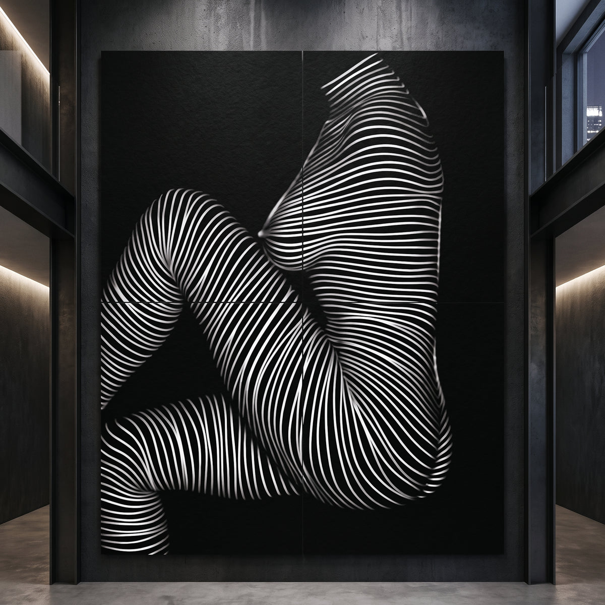 SUITE | Minimalist Seated Female Figure Op Art | Abstract Luxury Multi-Print Wall Art