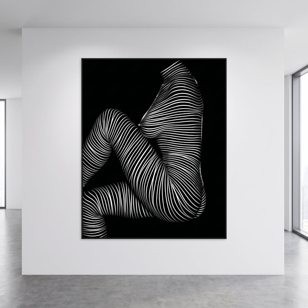 SUITE | Minimalist Seated Female Figure Op Art Print | B&W Abstract Luxury Wall Art