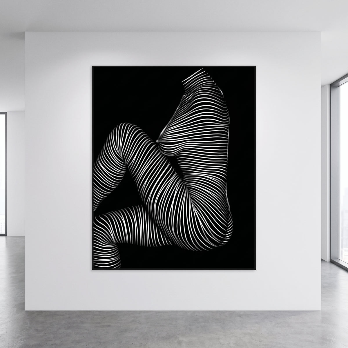 SUITE | Minimalist Seated Female Figure Op Art Print | B&W Abstract Luxury Wall Art