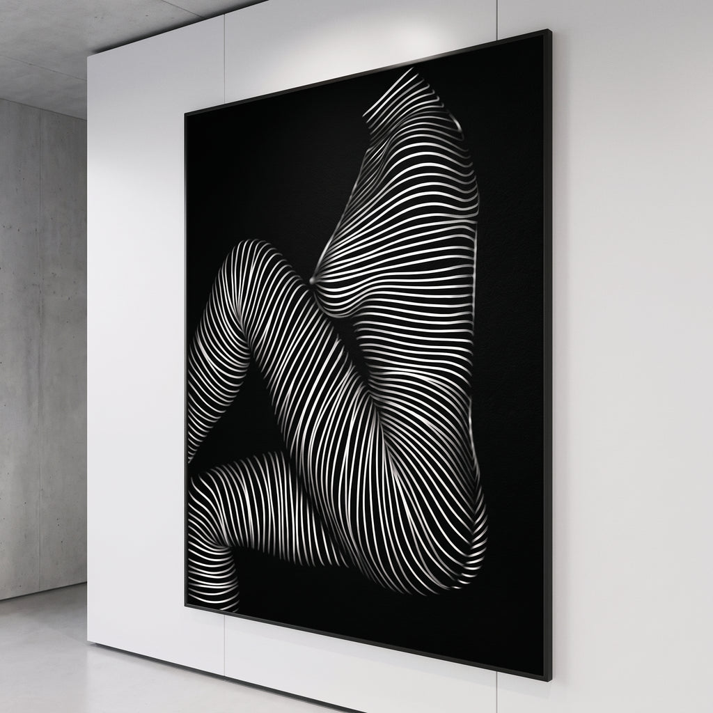 SUITE | Minimalist Seated Female Figure Op Art Print | B&W Abstract Luxury Wall Art