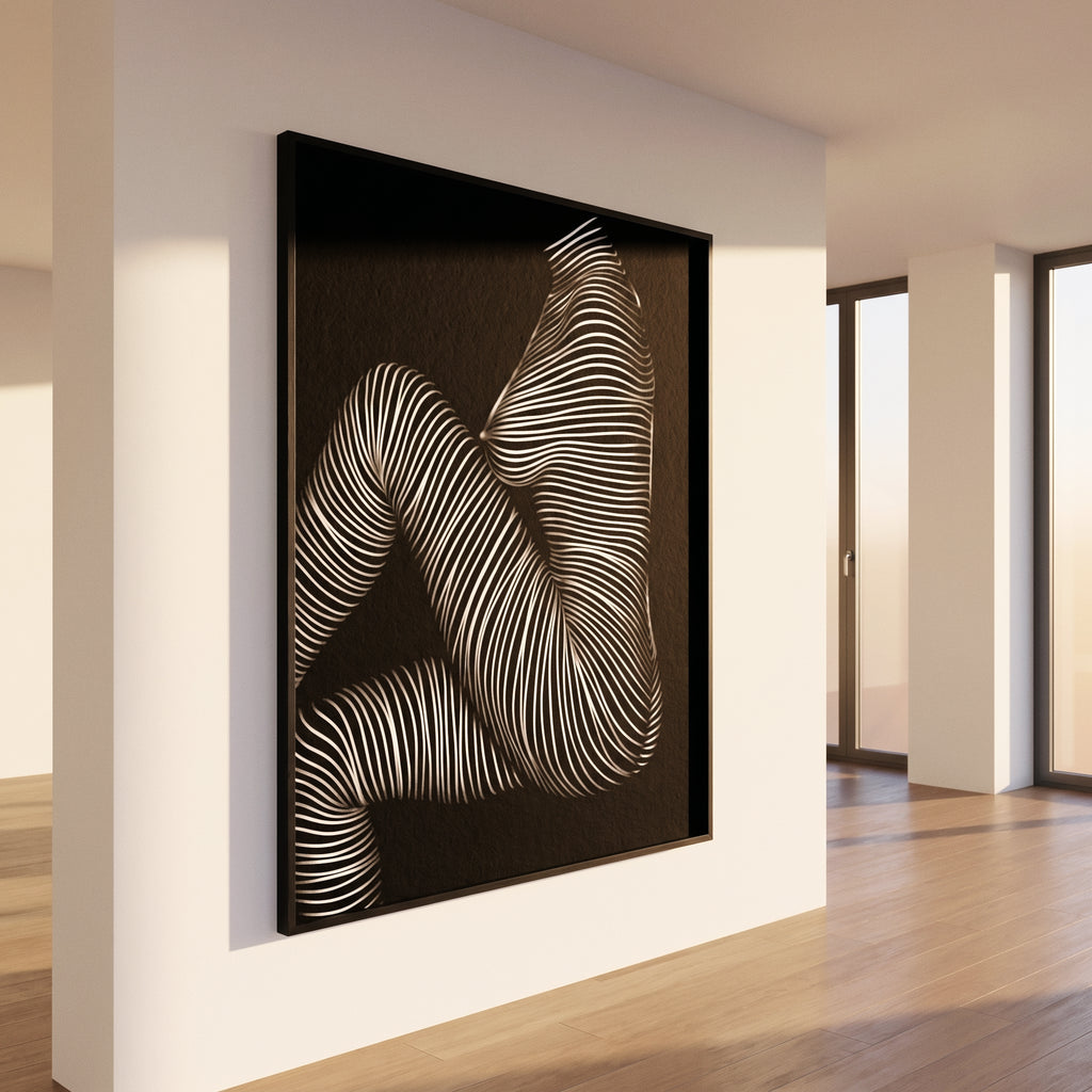 SUITE | Minimalist Seated Female Figure Op Art Print | B&W Abstract Luxury Wall Art